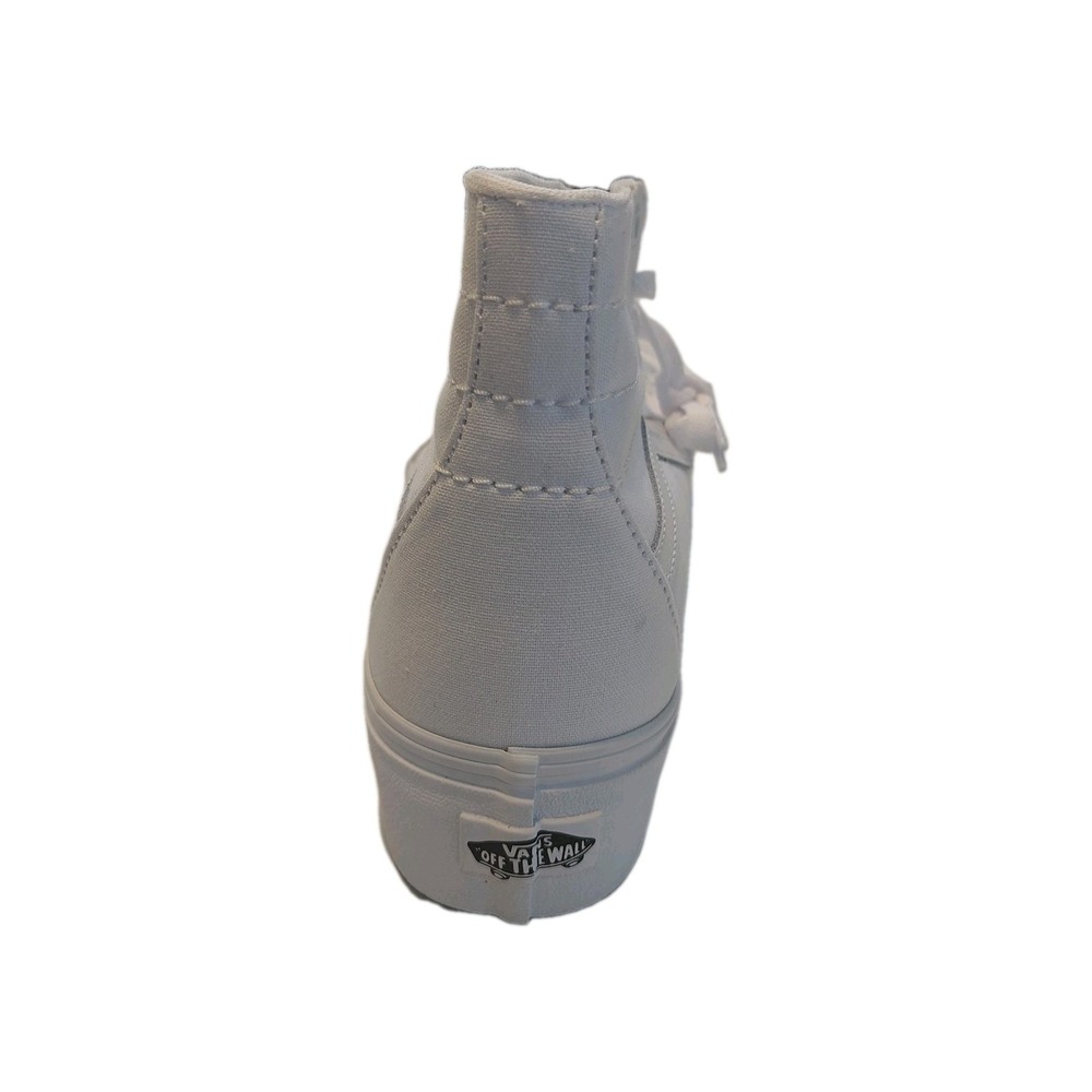 Vans Sk8 Hi Stacked Unisex Triple White Skate Shoes Canvas Platform NEW - Picture 15 of 16